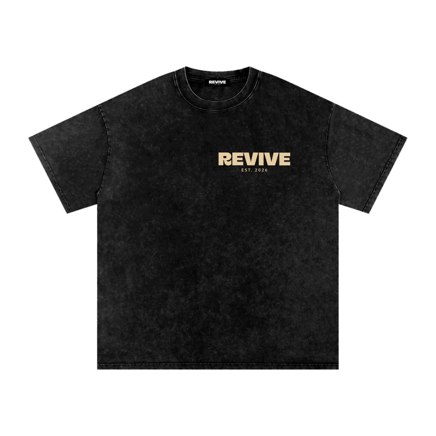 REVIVE Comeback Is Personal oversized black tee front