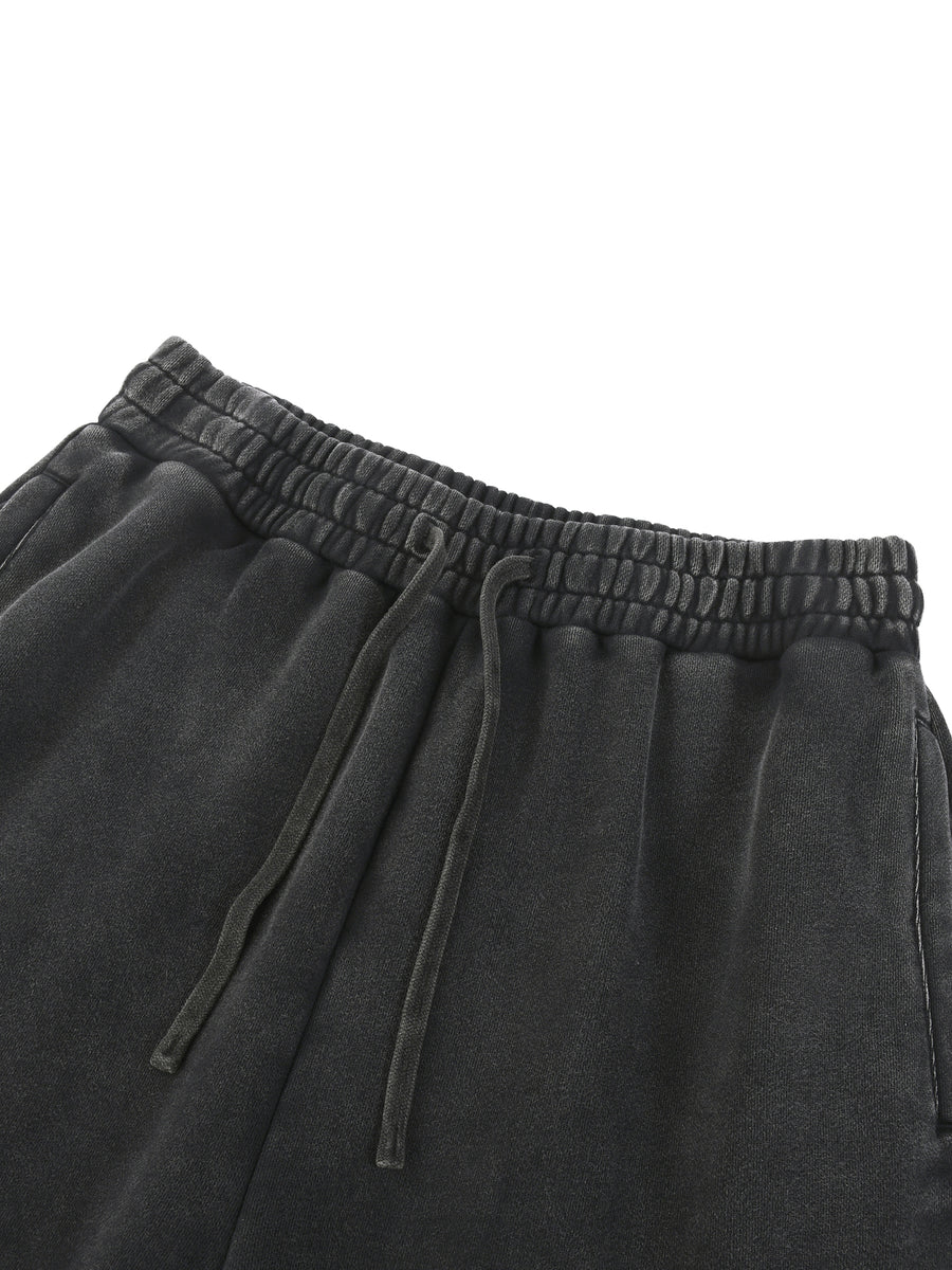 Snow-washed REVIVE straight-leg sweatpants close-up of waist