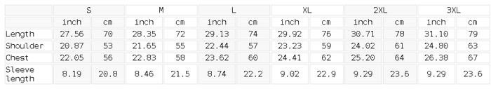 Size chart